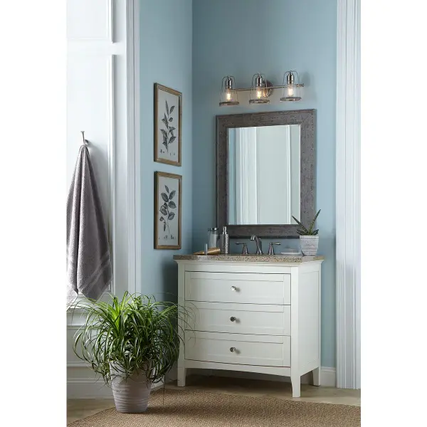 Conway Three-Light Clear Seeded Glass Bath Vanity Light - Image 3