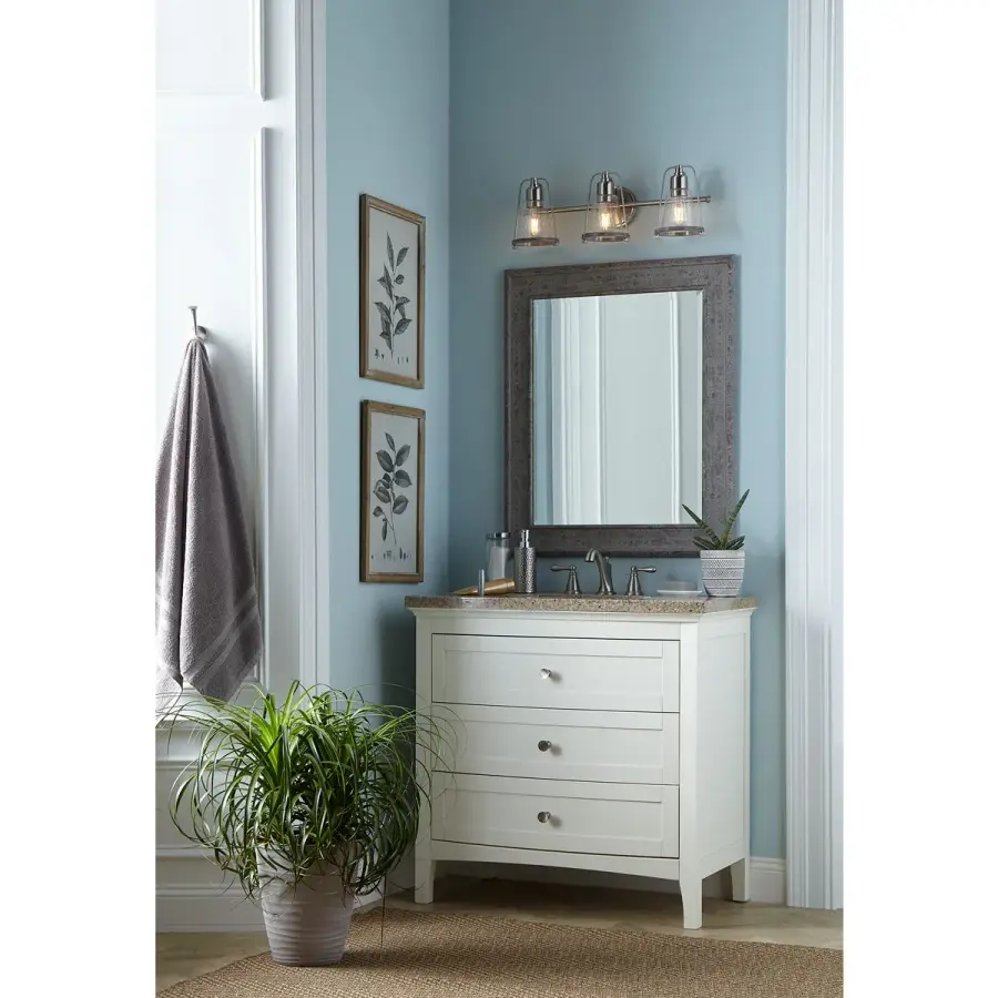 Conway Three-Light Clear Seeded Glass Bath Vanity Light - Image 3
