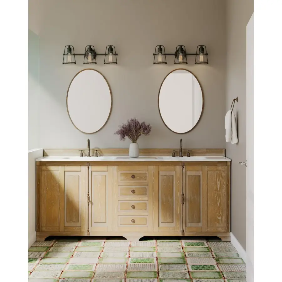 Conway Three-Light Clear Seeded Glass Bath Vanity Light - Image 4