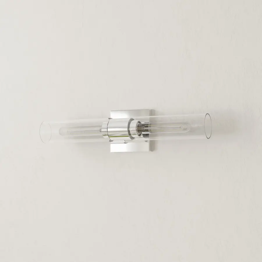 Clarion Two-Light Clear Glass Bath Vanity Light - Image 1