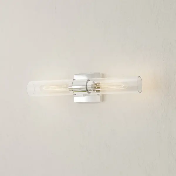 Clarion Two-Light Clear Glass Bath Vanity Light - Image 2