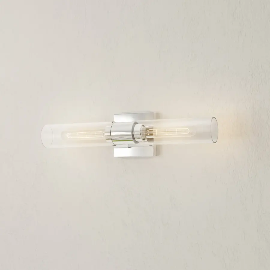 Clarion Two-Light Clear Glass Bath Vanity Light - Image 2