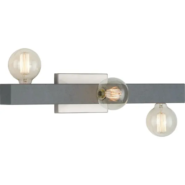 The Mill Beam vanity light brings rustic industrial style to your bathroom with three lights and a brushed nickel finish. Perfect for farmhouse and urban industrial interiors seeking functional task lighting with character.