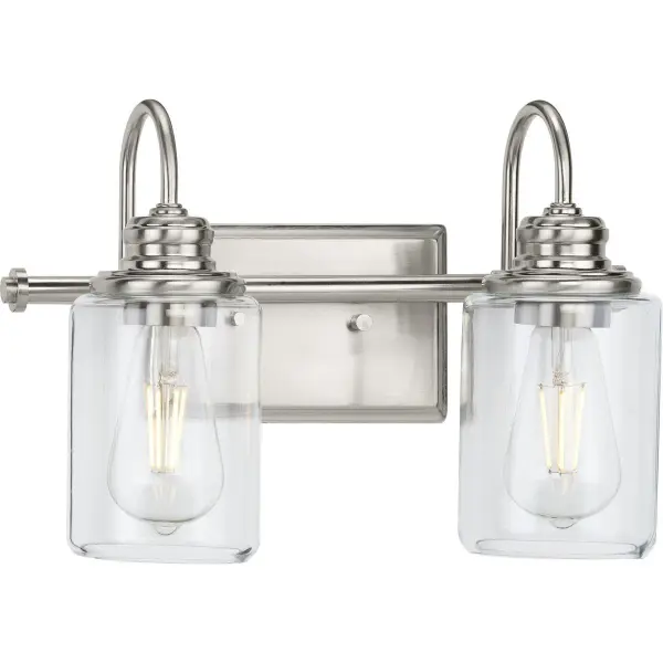 Aiken Two-Light Clear Glass Bath Vanity Light - Image 1