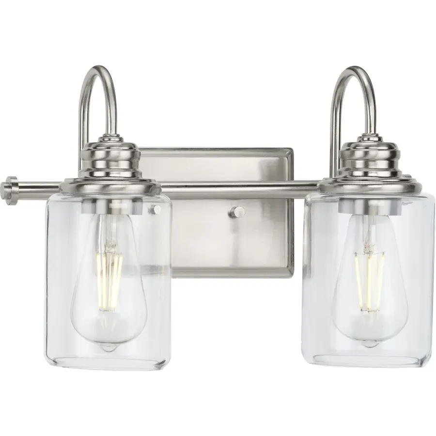 Aiken Two-Light Clear Glass Bath Vanity Light - Image 1