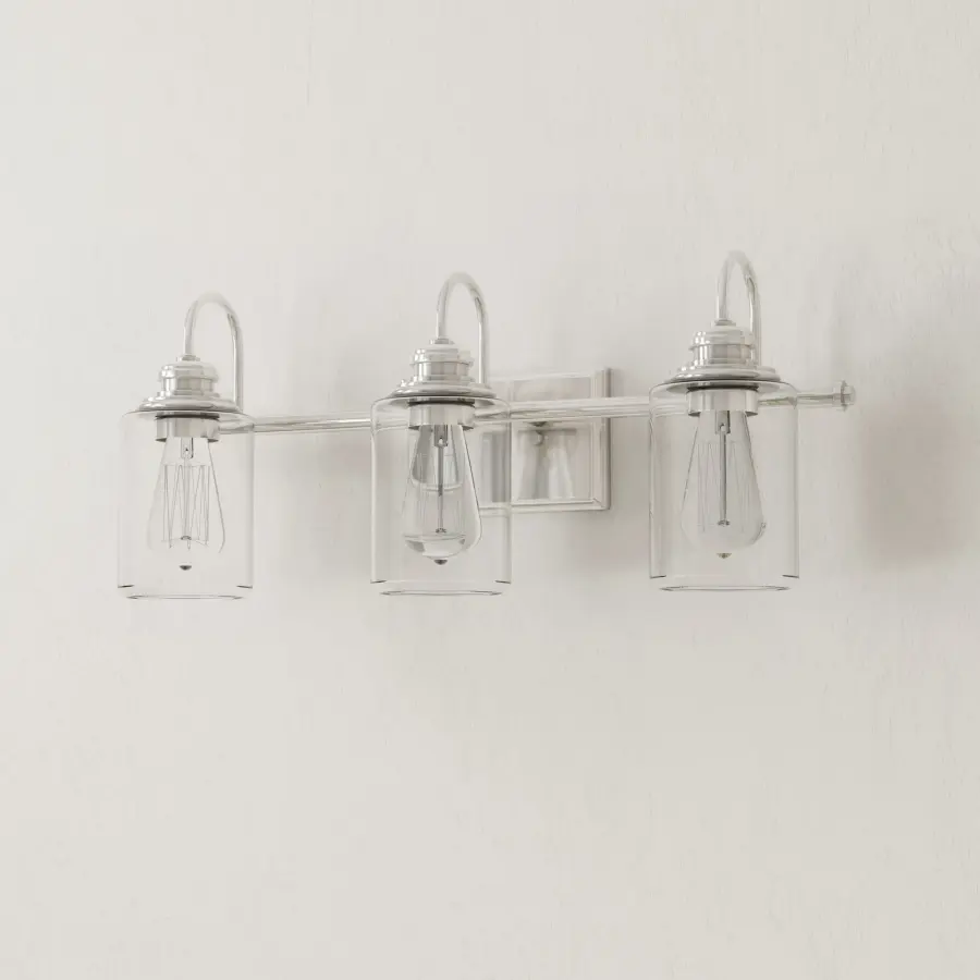 Aiken Three-Light Clear Glass Bath Vanity Light - Image 1