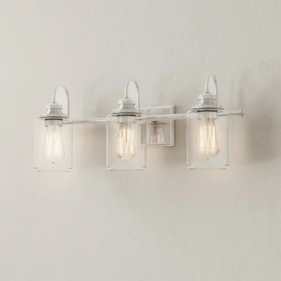 Aiken Three-Light Clear Glass Bath Vanity Light - Image 2