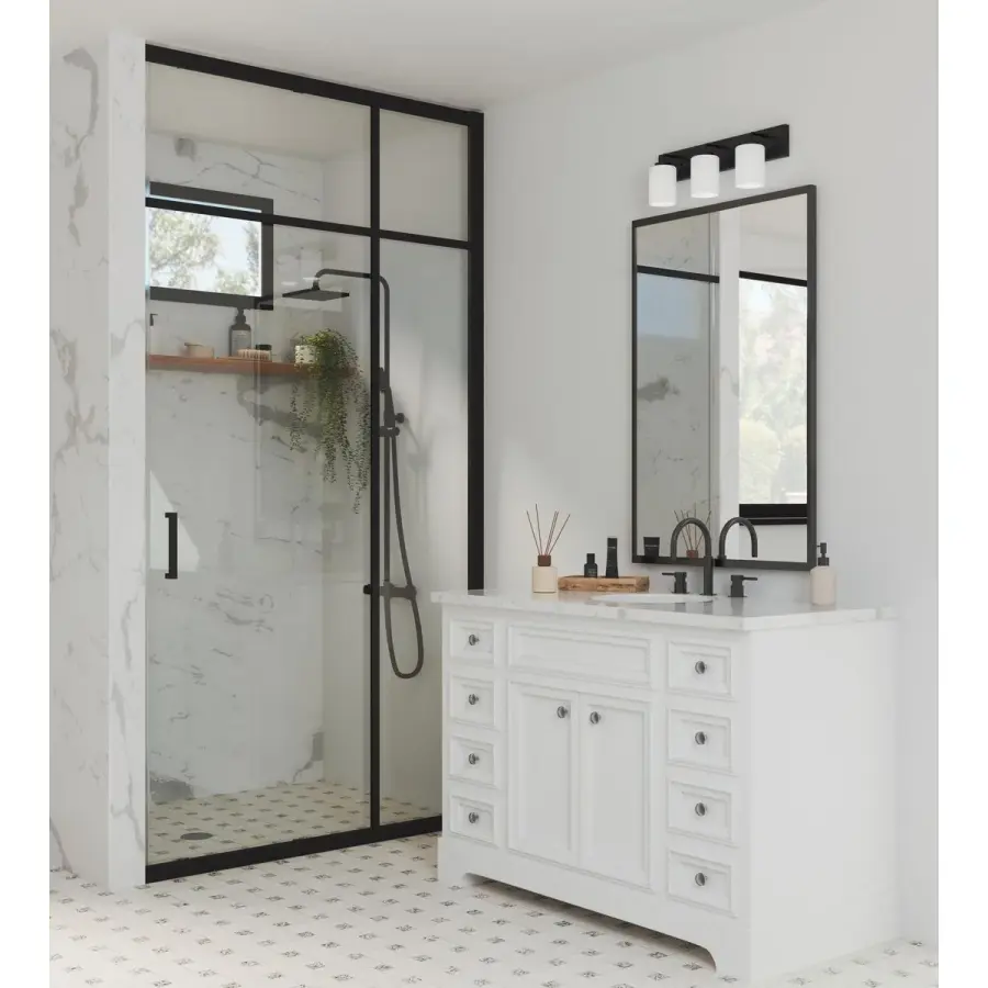 Merry Collection Three-Light Etched Glass Bath Vanity Wall Light - Image 4