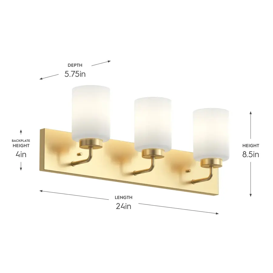 Merry Collection Three-Light Etched Glass Bath Vanity Wall Light - Image 11