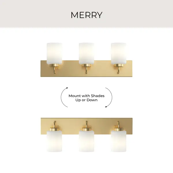 Merry Collection Three-Light Etched Glass Bath Vanity Wall Light - Image 15