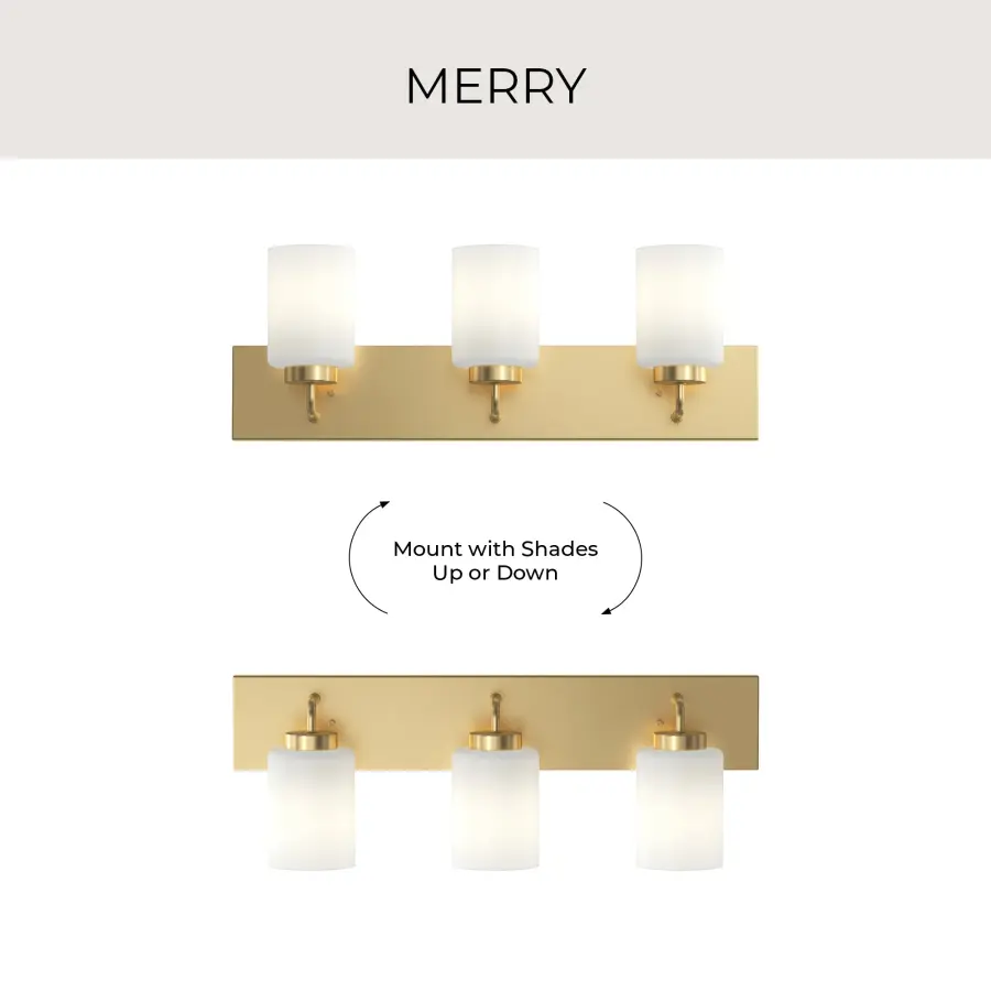 Merry Collection Three-Light Etched Glass Bath Vanity Wall Light - Image 15