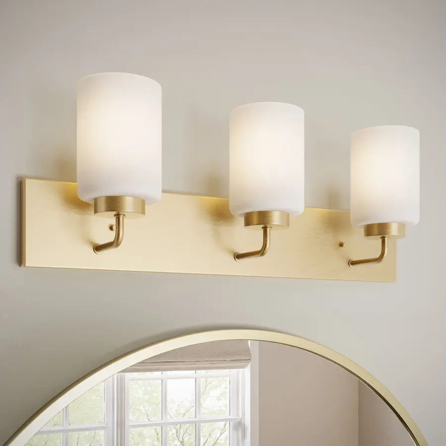Merry Collection Three-Light Etched Glass Bath Vanity Wall Light - Image 8