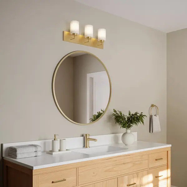 Merry Collection Three-Light Etched Glass Bath Vanity Wall Light - Image 9