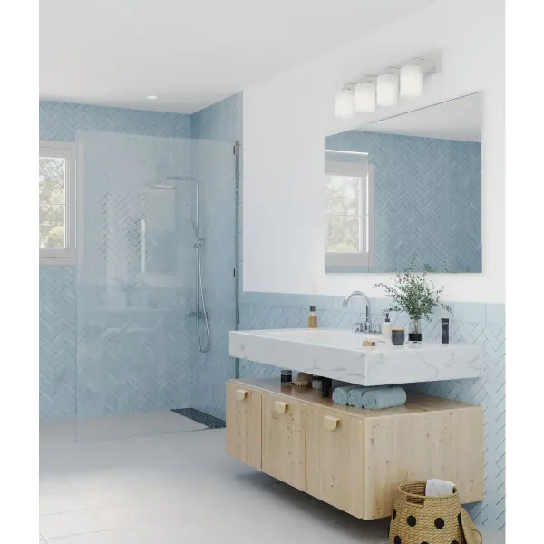 Merry Collection Four-Light Etched Glass Bath Vanity Wall Light - Image 6