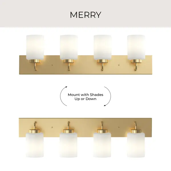 Merry Collection Four-Light Etched Glass Bath Vanity Wall Light - Image 15