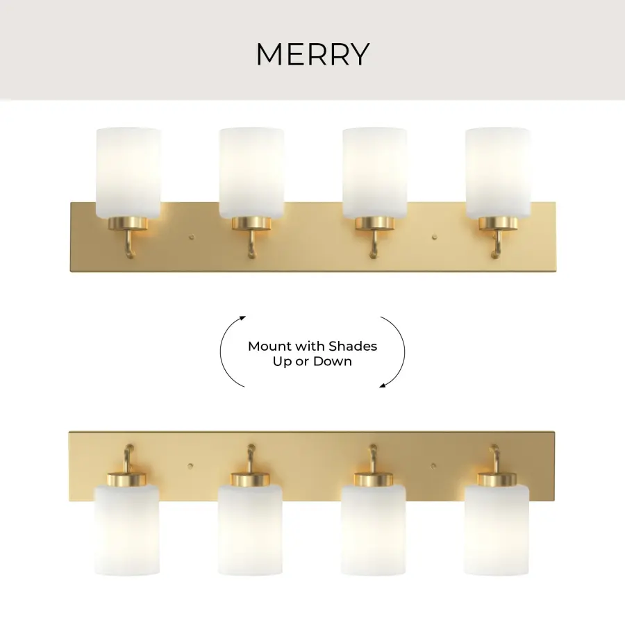 Merry Collection Four-Light Etched Glass Bath Vanity Wall Light - Image 15