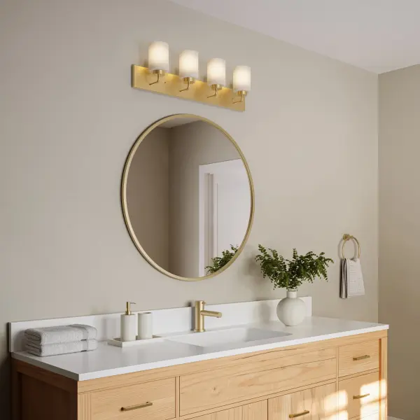 Merry Collection Four-Light Etched Glass Bath Vanity Wall Light - Image 8
