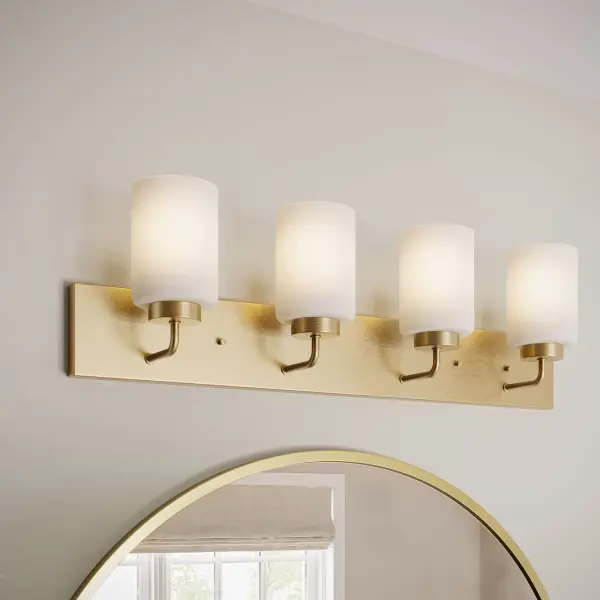 Merry Collection Four-Light Etched Glass Bath Vanity Wall Light - Image 9