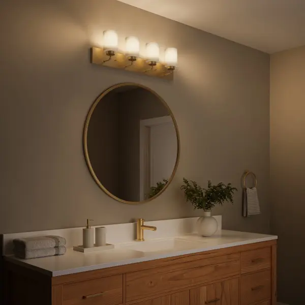 Merry Collection Four-Light Etched Glass Bath Vanity Wall Light - Image 10