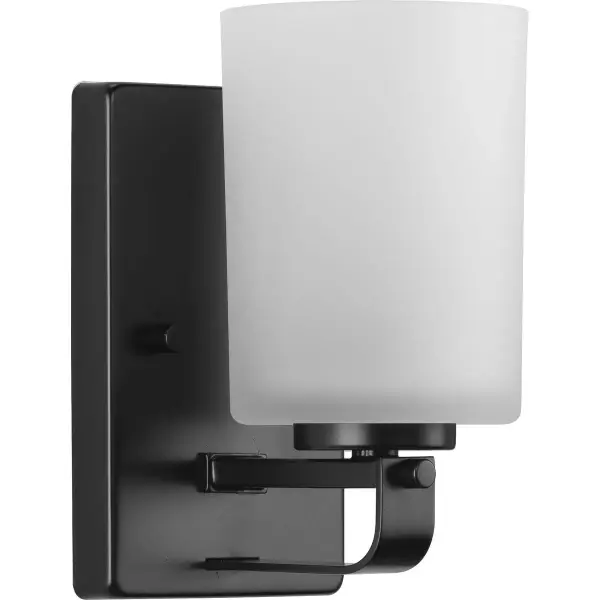 The League Collection brings modern sophistication to bathroom lighting with its brushed nickel finish and etched glass shade. Perfect for contemporary and transitional spaces, this single-light fixture offers clean lines and soft illumination. - alternate view