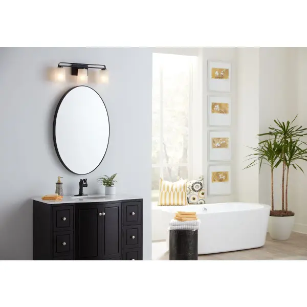 League Collection Three-Light Etched Glass Bath Vanity Light - Image 3