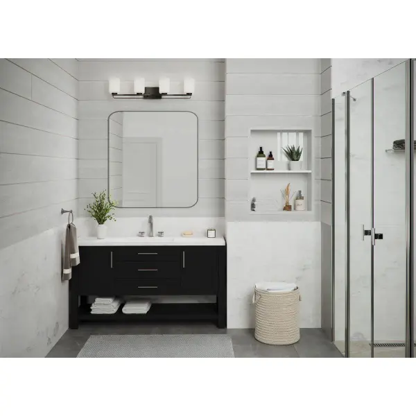League Collection Four-Light Etched Glass Bath Vanity Light - Image 3