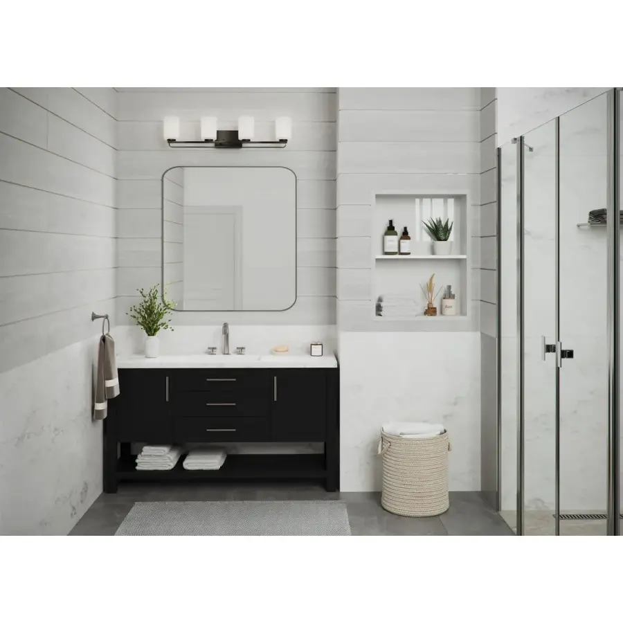 League Collection Four-Light Etched Glass Bath Vanity Light - Image 3