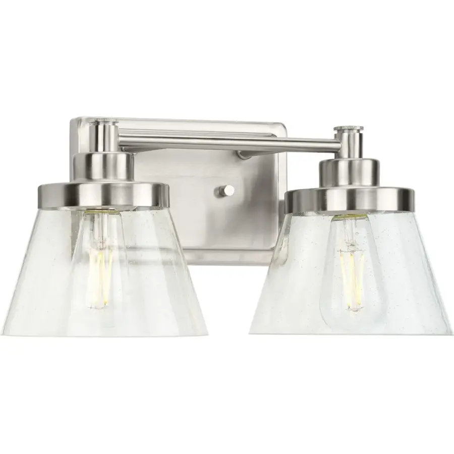 Hinton Two-Light Clear Seeded Glass Bath Vanity Light - Image 1
