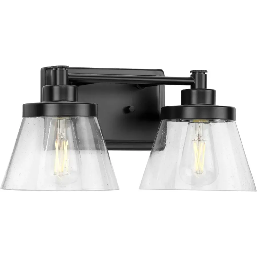 Hinton Two-Light Clear Seeded Glass Bath Vanity Light - Image 2