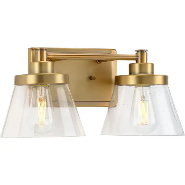 Hinton Two-Light Clear Seeded Glass Bath Vanity Light - Image 3