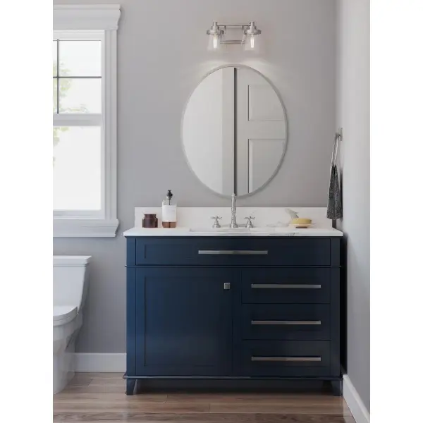 Hinton Two-Light Clear Seeded Glass Bath Vanity Light - Image 4