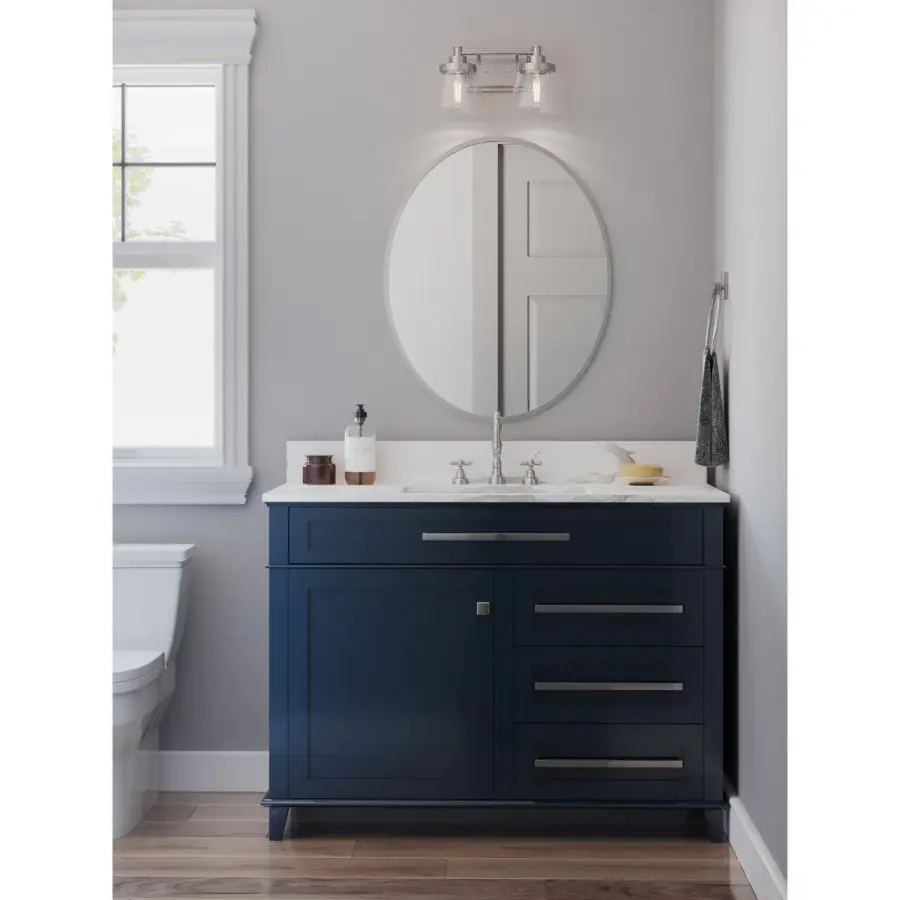 Hinton Two-Light Clear Seeded Glass Bath Vanity Light - Image 4