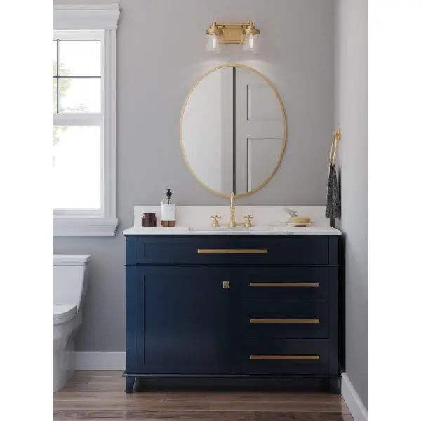 Hinton Two-Light Clear Seeded Glass Bath Vanity Light - Image 6