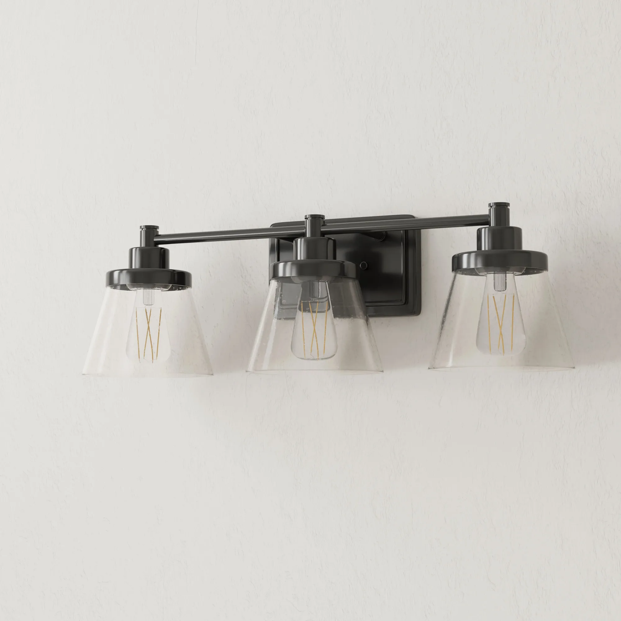 Hinton Three-Light Clear Seeded Glass Bath Vanity Light