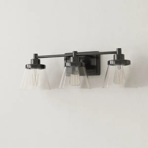 Hinton Three-Light Clear Seeded Glass Bath Vanity Light - Image 1