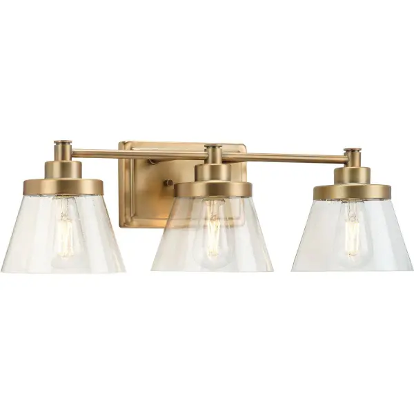 Hinton Three-Light Clear Seeded Glass Bath Vanity Light - Image 3