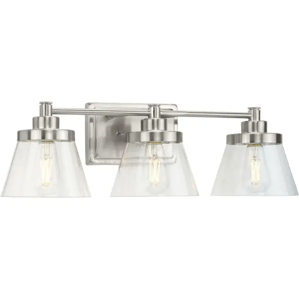 Hinton Three-Light Clear Seeded Glass Bath Vanity Light - Image 4