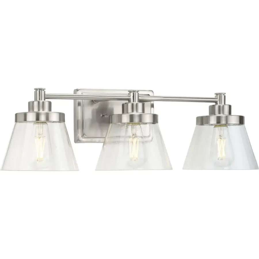 Hinton Three-Light Clear Seeded Glass Bath Vanity Light - Image 4
