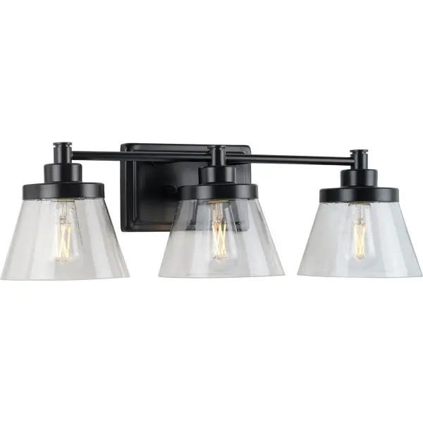 Hinton Three-Light Clear Seeded Glass Bath Vanity Light - Image 5