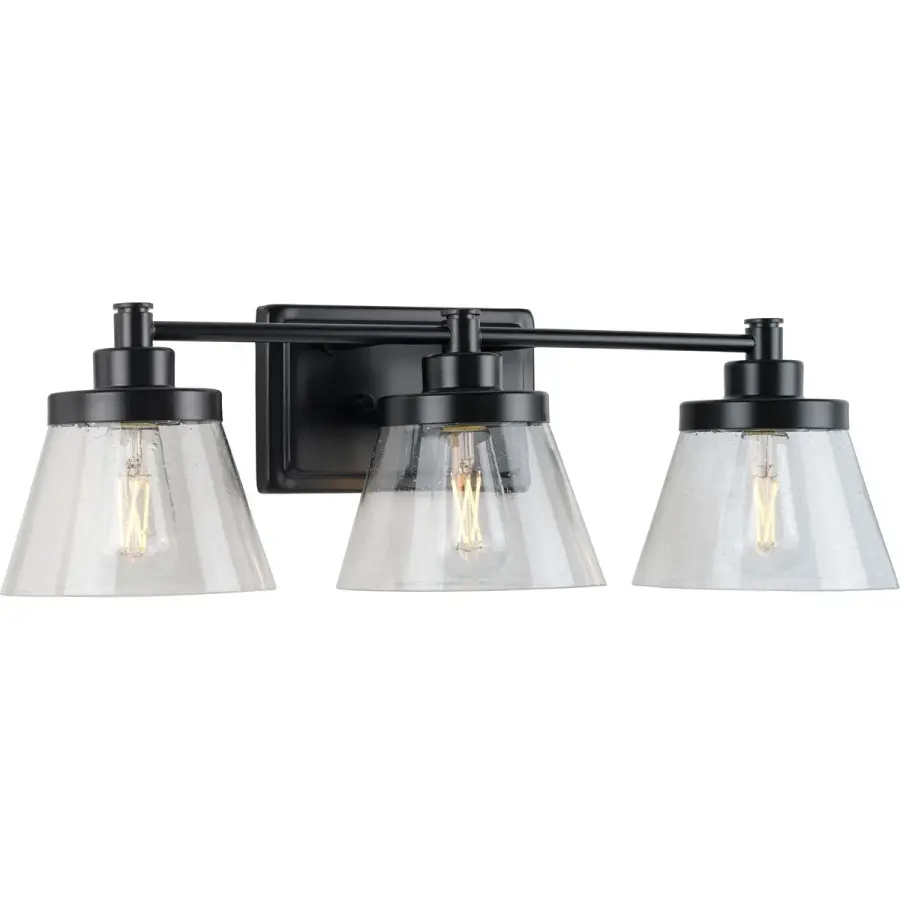 Hinton Three-Light Clear Seeded Glass Bath Vanity Light - Image 5