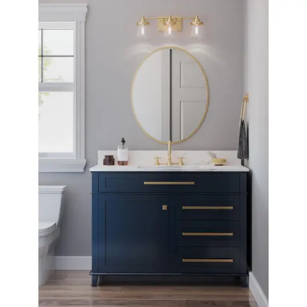 Hinton Three-Light Clear Seeded Glass Bath Vanity Light - Image 6