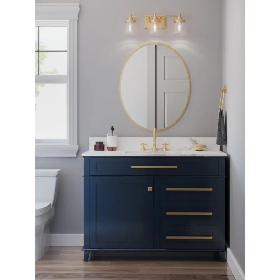 Hinton Three-Light Clear Seeded Glass Bath Vanity Light - Image 6