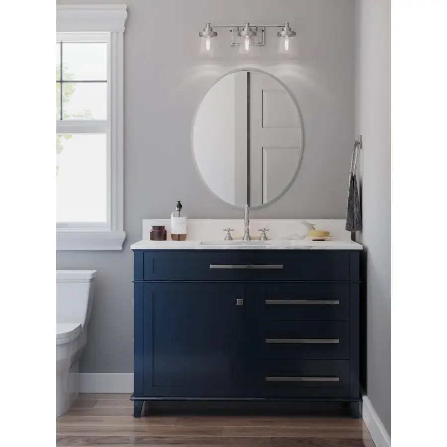 Hinton Three-Light Clear Seeded Glass Bath Vanity Light - Image 7