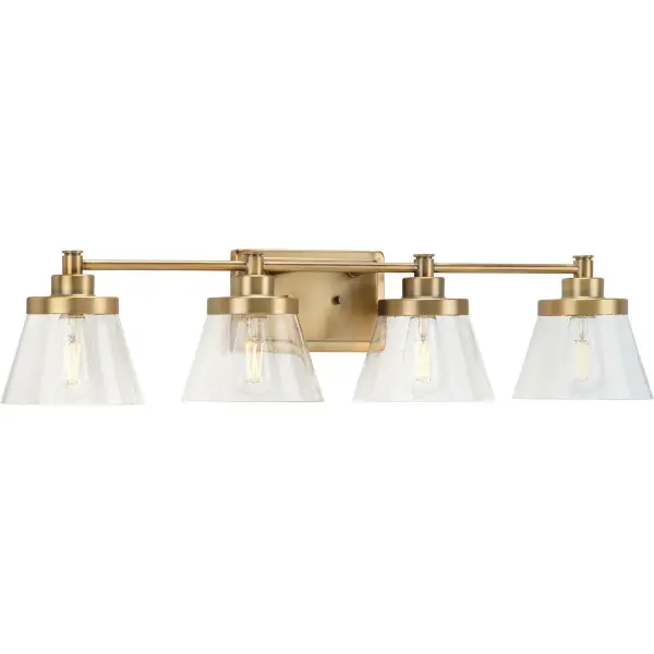 Hinton Four-Light Clear Seeded Glass Bath Vanity Light - Image 2