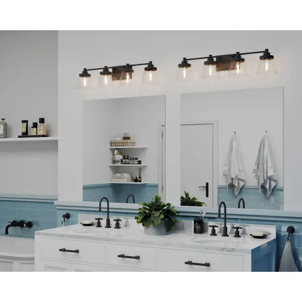 Hinton Four-Light Clear Seeded Glass Bath Vanity Light - Image 4