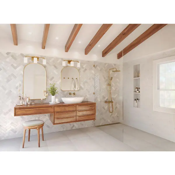 Cowan Three-Light Etched Opal Glass Bath Vanity Light - Image 6