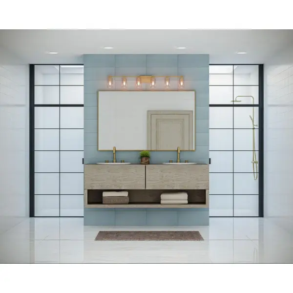 Adley Six-Light Clear Glass Bath Vanity Light - Image 4