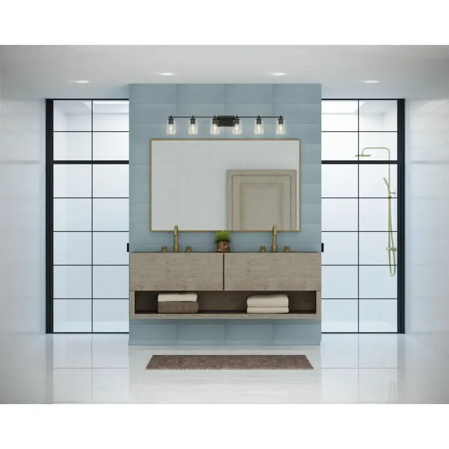 Adley Six-Light Clear Glass Bath Vanity Light - Image 5