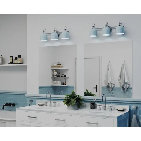 Industrial-Chic Three-Light Vanity with Polished Chrome Finish - Image 3