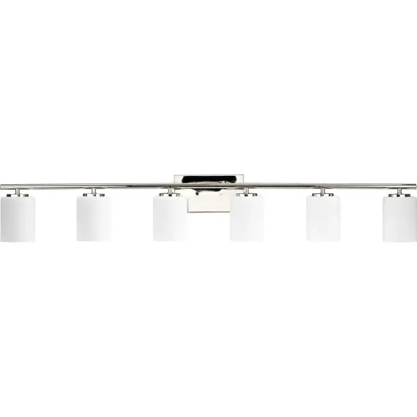 Replay Collection Six-Light Etched White Glass Bath Vanity Light - Image 1
